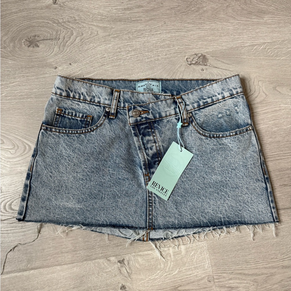 REVICE Distressed Blue Denim Mini Skirt